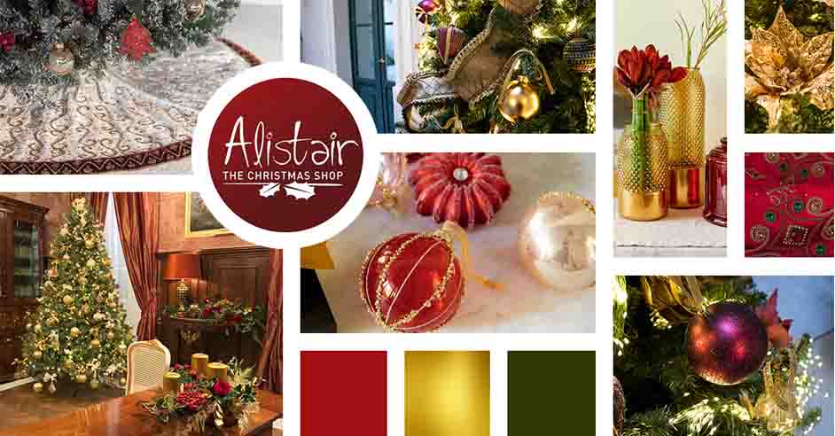 A Christmas theme mood board focusing mainly on traditional decor 