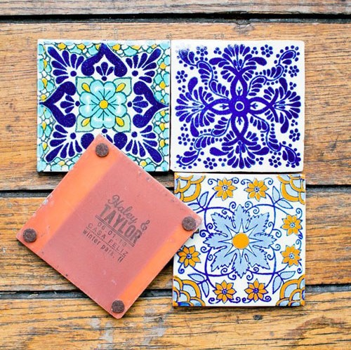 Four personalized ceramic coasters